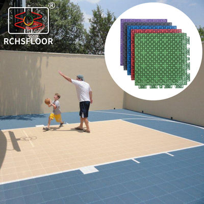Piastrelle per pavimenti di cortile di basket in PP di spessore 1,27 cm resistenti allo slittamento